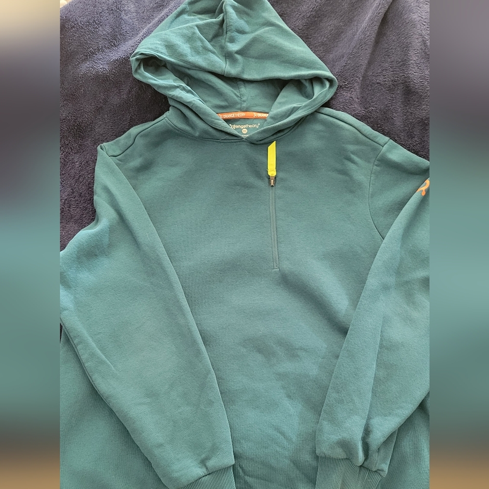 Orangetheory Women's Teal Hoodie with Yellow Zipper Pull